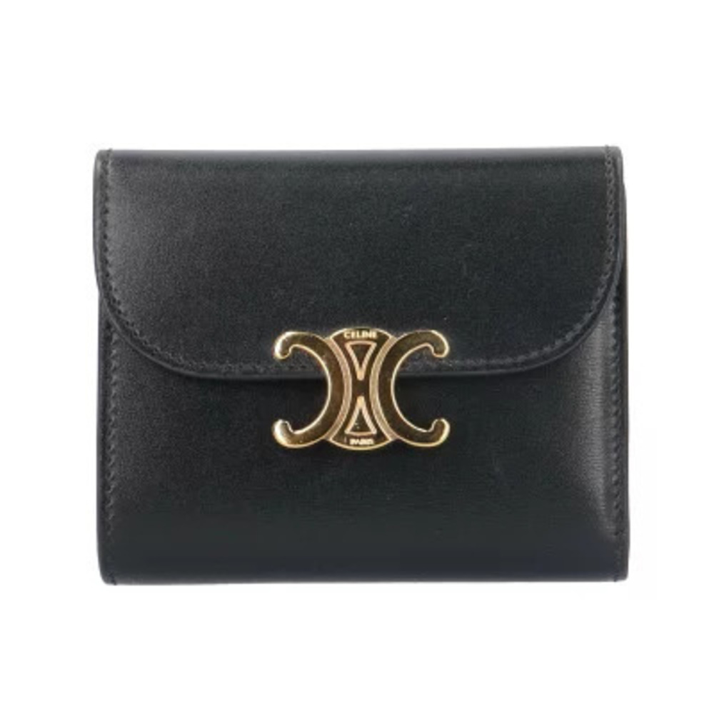Celine Flap Wallet Triomphe Tri fold Leather